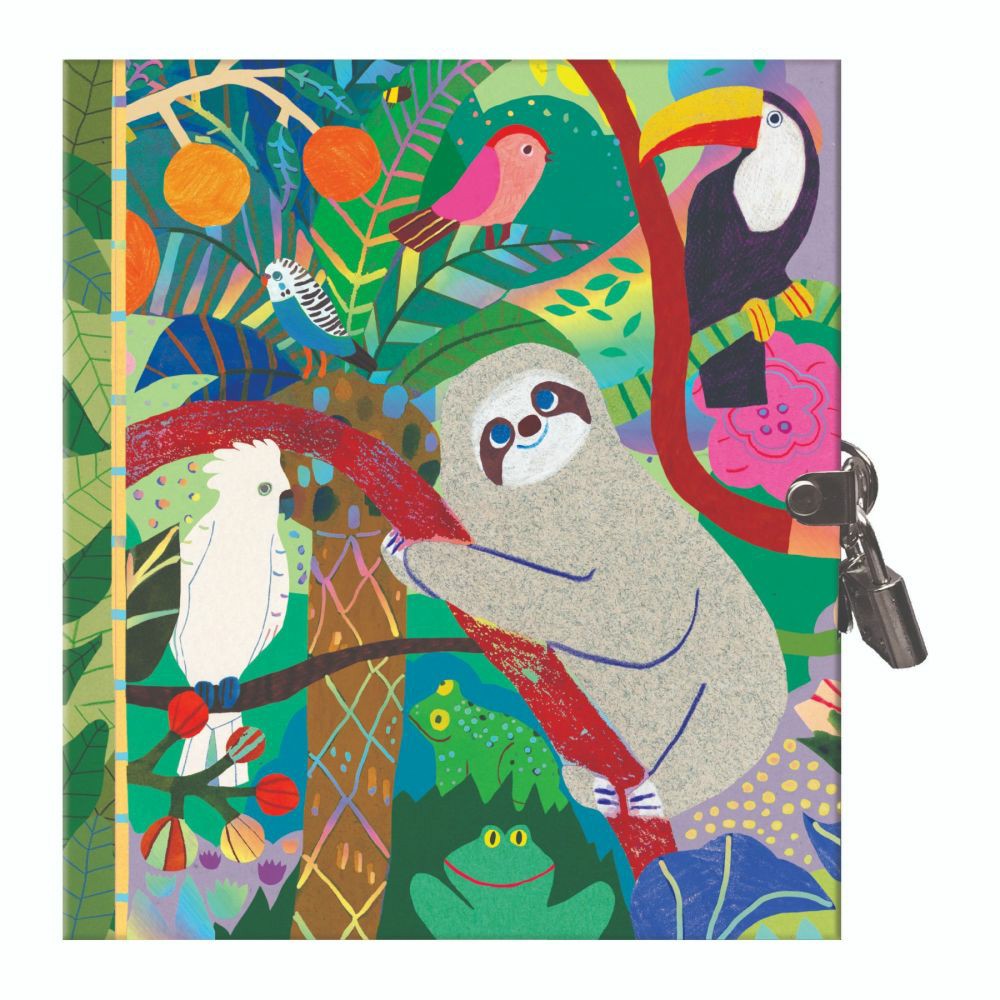 Coloring Books & Activity Books | Eeboo Secret Sloth Hardcover Journal – Tropical Animals – With Lock And Key Coloring Books & Activity Books