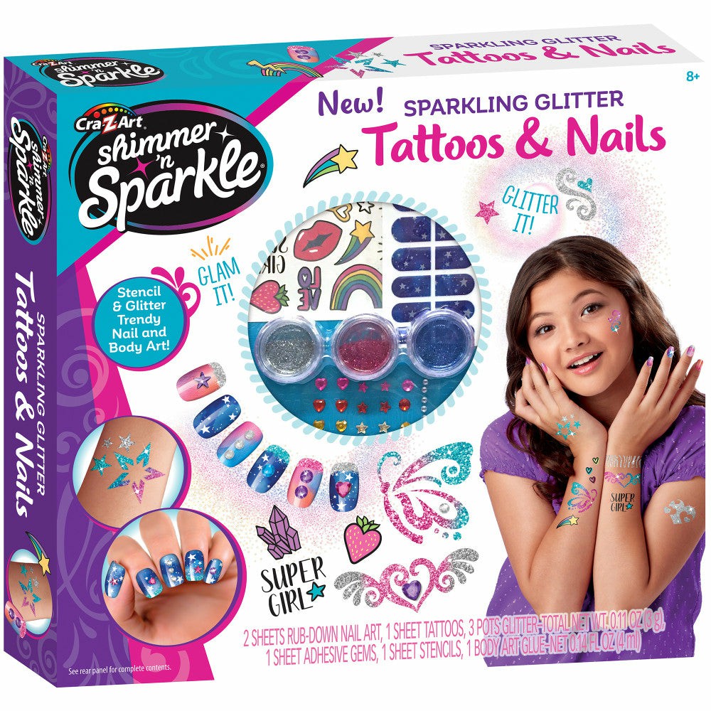 Crafts & Activities | Cra-Z-Art Shimmer ‘N Sparkle Glitter Tattoos & Nails Kit Arts & Crafts Crafts & Activities