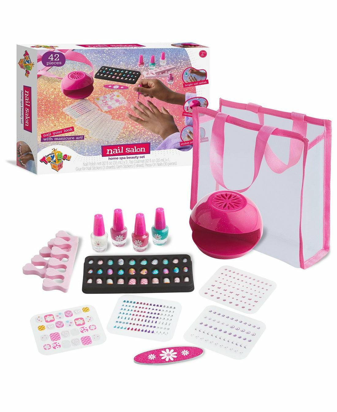 Crafts & Activities | Geoffrey’s Toy Box 42-Piece Nail Salon Home Spa Beauty Set For Kids Arts & Crafts Crafts & Activities