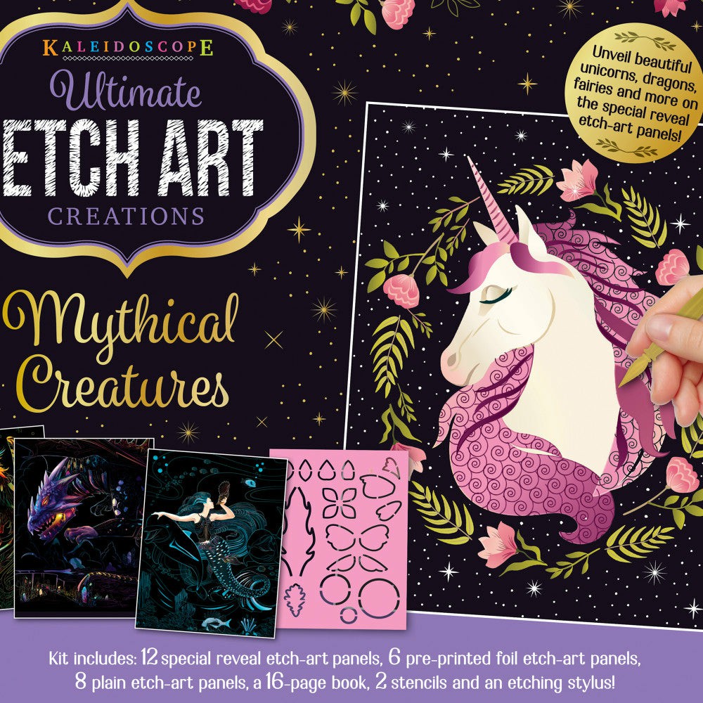 Crafts & Activities | Kaleidoscope Mythical Creatures Ultimate Etch Art Kit Arts & Crafts Crafts & Activities