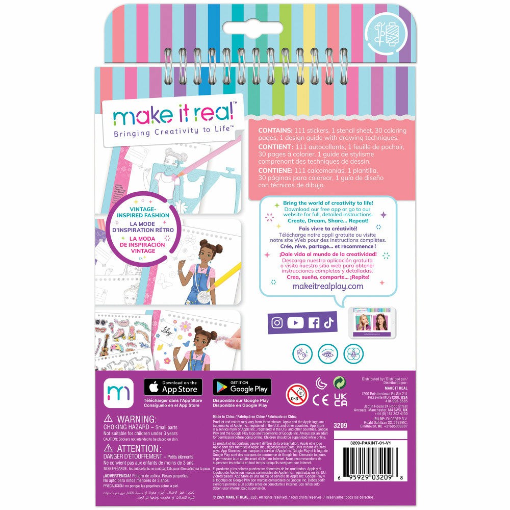 Crafts & Activities | Make It Real Blooming Vibes Fashion Design Sketchbook Kit Arts & Crafts Crafts & Activities