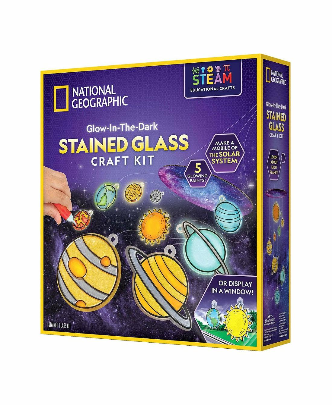 Crafts & Activities | National Geographic Glow-In-The-Dark Stained Glass Solar System Craft Kit Arts & Crafts Crafts & Activities