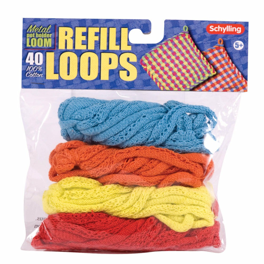 Crafts & Activities | Schylling Cotton Loop Refill Pack For Metal Potholder Loom – Assorted Colors, 40 Loops Arts & Crafts Crafts & Activities