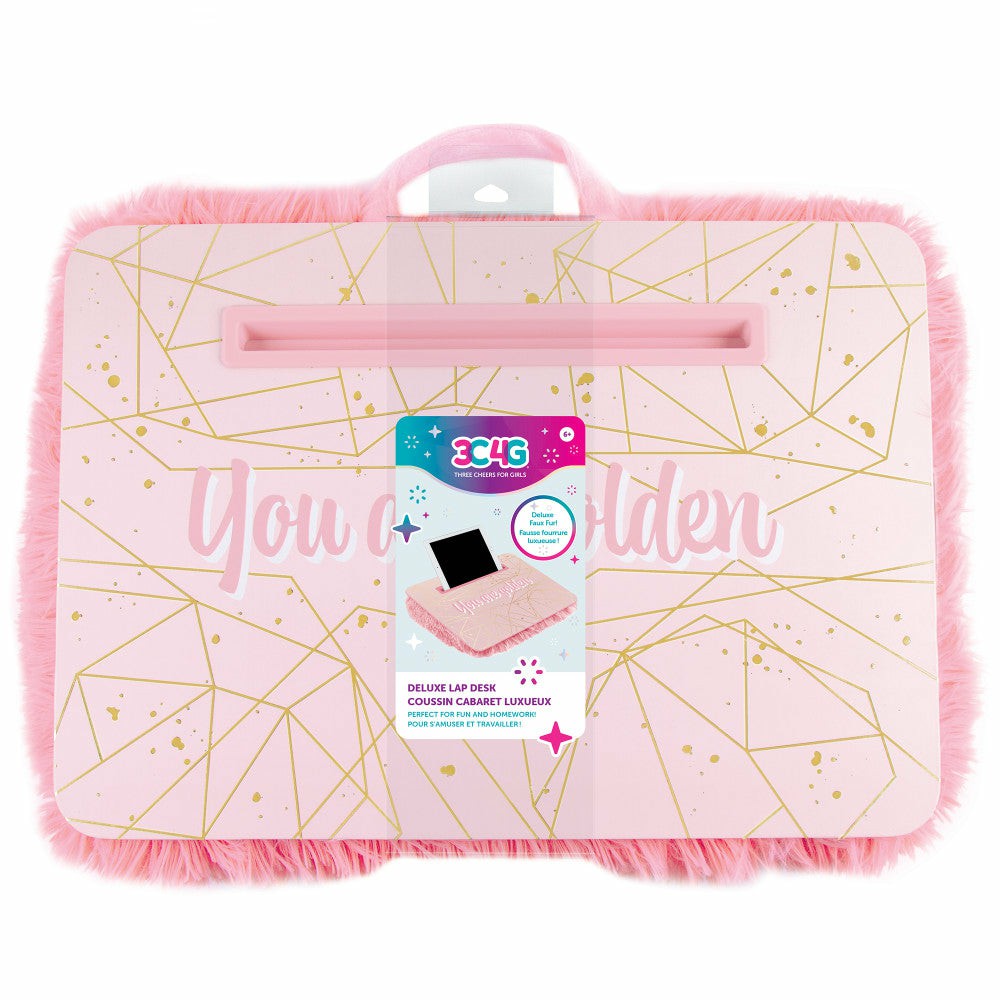 Crafts & Activities | Three Cheers For Girls Deluxe Fur Lap Desk – Pink & Gold Arts & Crafts Crafts & Activities