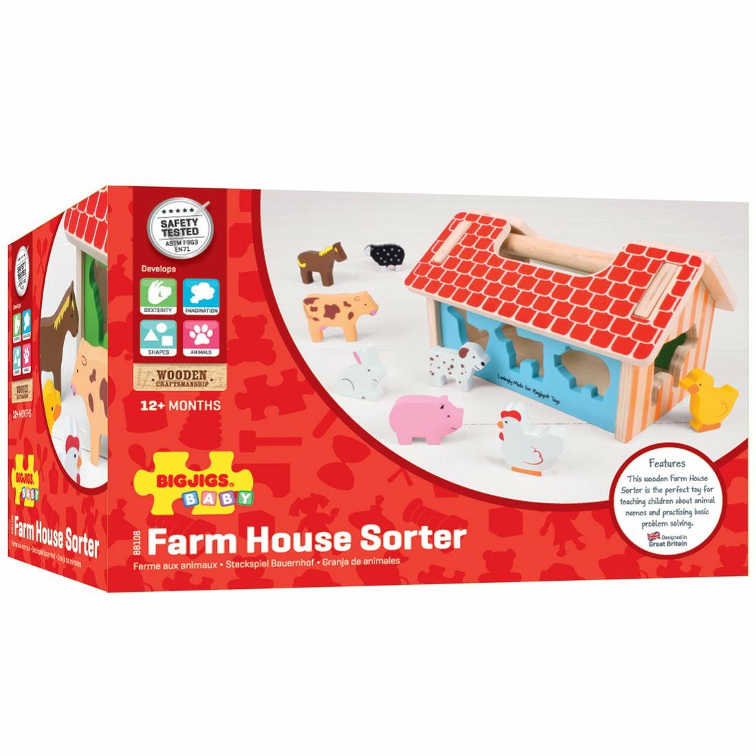 Developmental Toys | Bigjigs Baby Farm House Sorter – Educational Wooden Toy Baby & Toddler Toys Developmental Toys