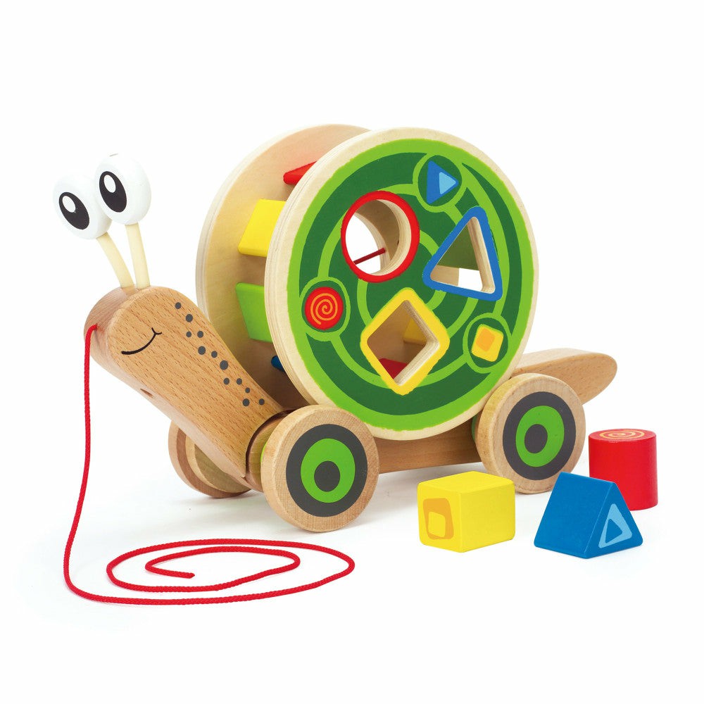 Developmental Toys | Hape Walk-A-Long Snail – Wooden Shape Sorter Pull Toy For Toddlers Baby & Toddler Toys Developmental Toys