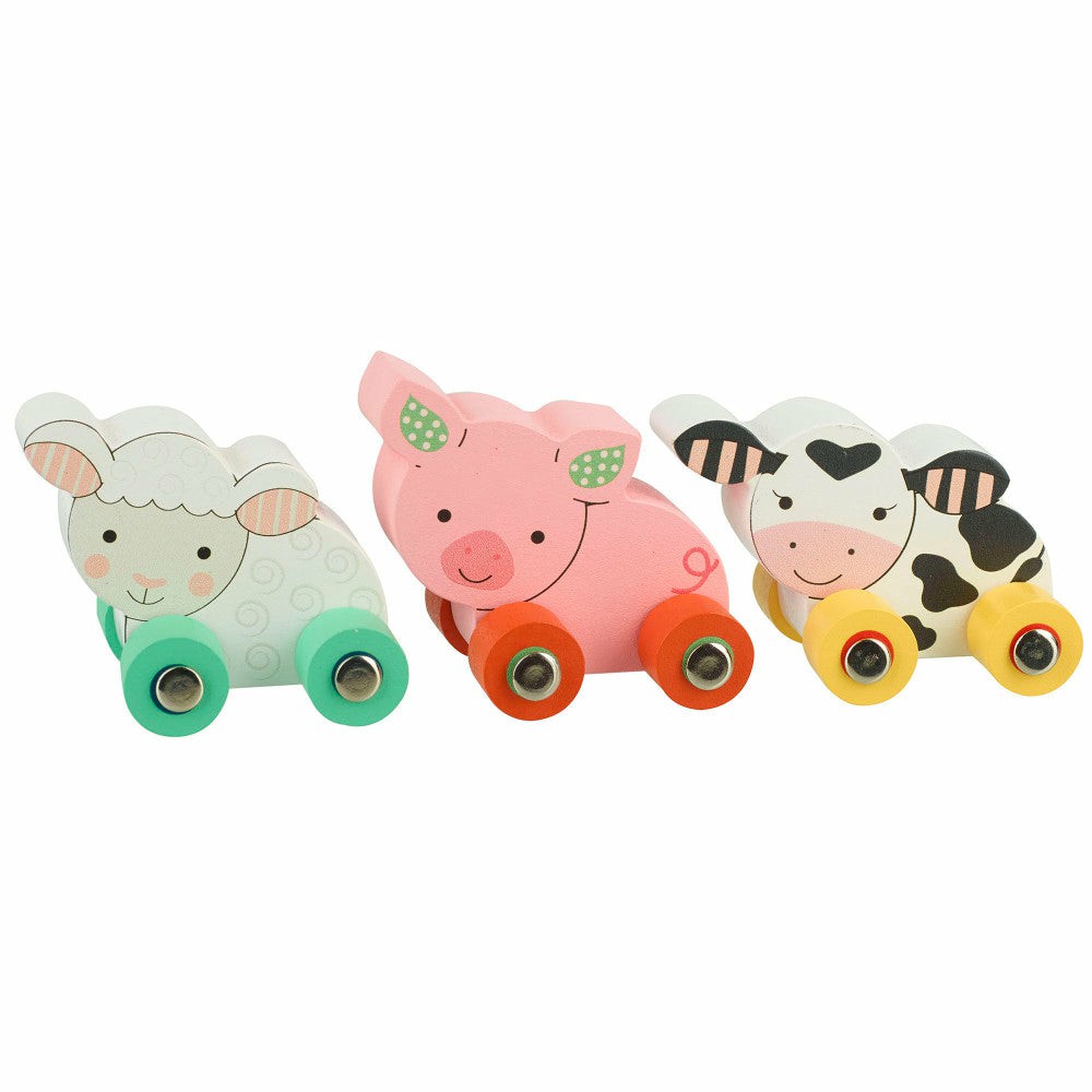 Developmental Toys | Orange Tree Toys First Farm Animals – Colorful Wooden Animals On Wheels Baby & Toddler Toys Developmental Toys