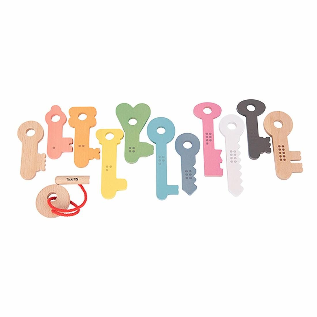 Developmental Toys | Tickit Rainbow Wooden Keys – 11 Colorful Beechwood Pieces Baby & Toddler Toys Developmental Toys