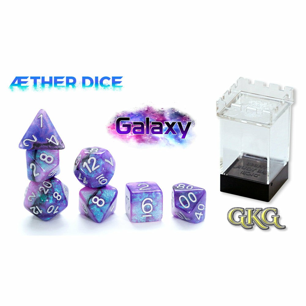 Dice, Roll & Write Games | Gate Keeper Games Aether Dice Galaxy 7-Die Set – High-Impact Resin Dice Dice, Roll & Write Games Dice, Roll & Write Games