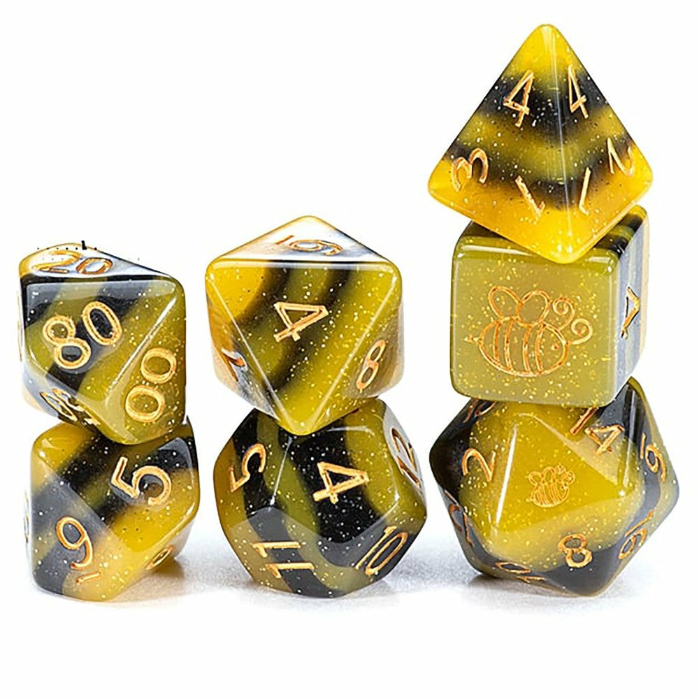 Dice, Roll & Write Games | Gate Keeper Games Sui Generis Electric Bumble Bee 7-Piece Resin Dice Set Dice, Roll & Write Games Dice, Roll & Write Games