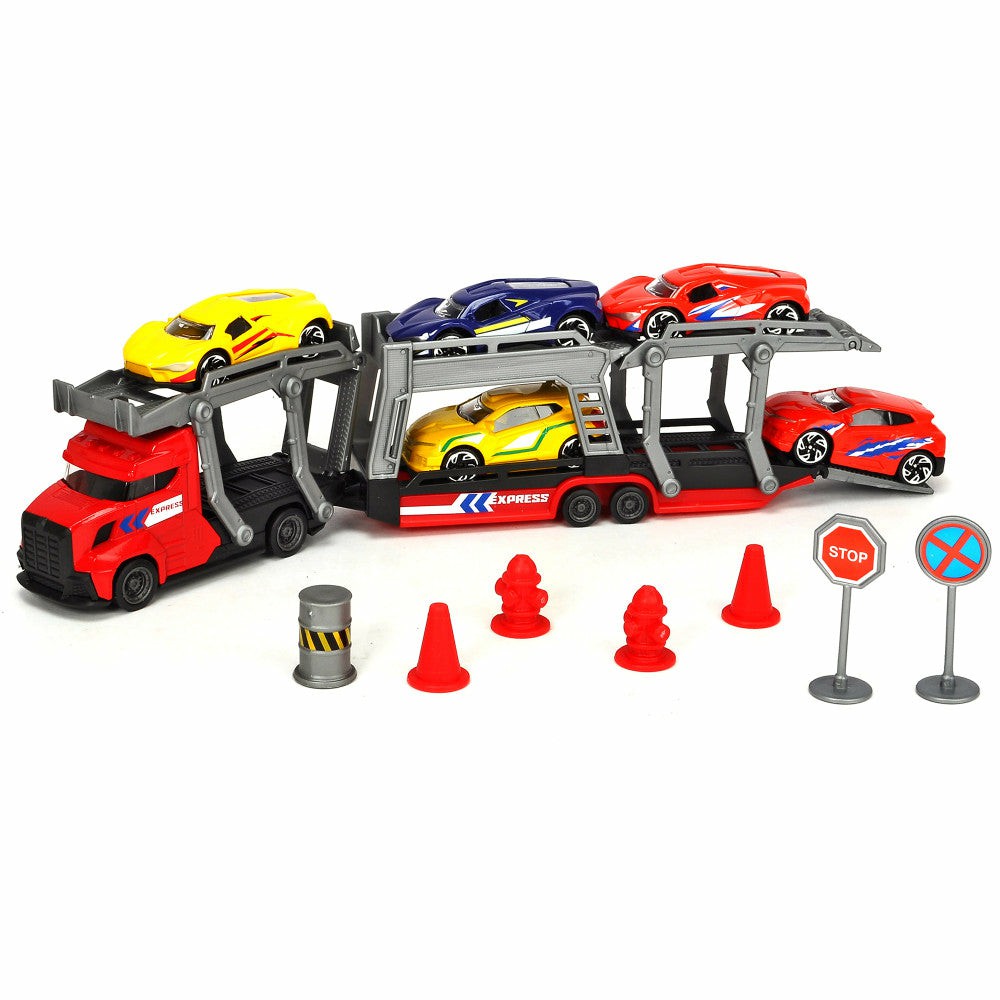 Diecast Cars | Dickie Toys 10-Inch Free-Wheeling Transporter With 5 Die-Cast Cars Diecast Cars Diecast Cars