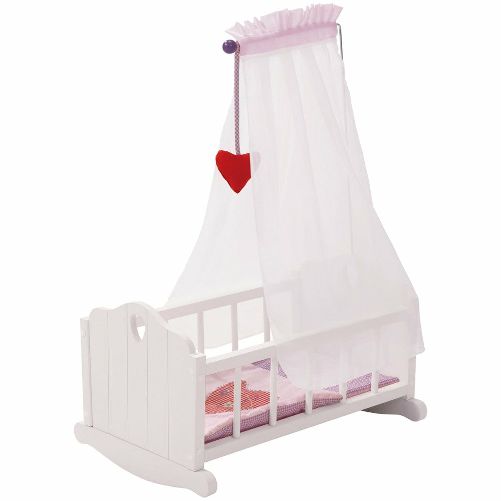 Doll Houses, Furniture & Accessories | Roba Fienchen Heart-Themed Doll Cradle Set In Pink & White Doll Houses, Furniture & Accessories Doll Houses, Furniture & Accessories