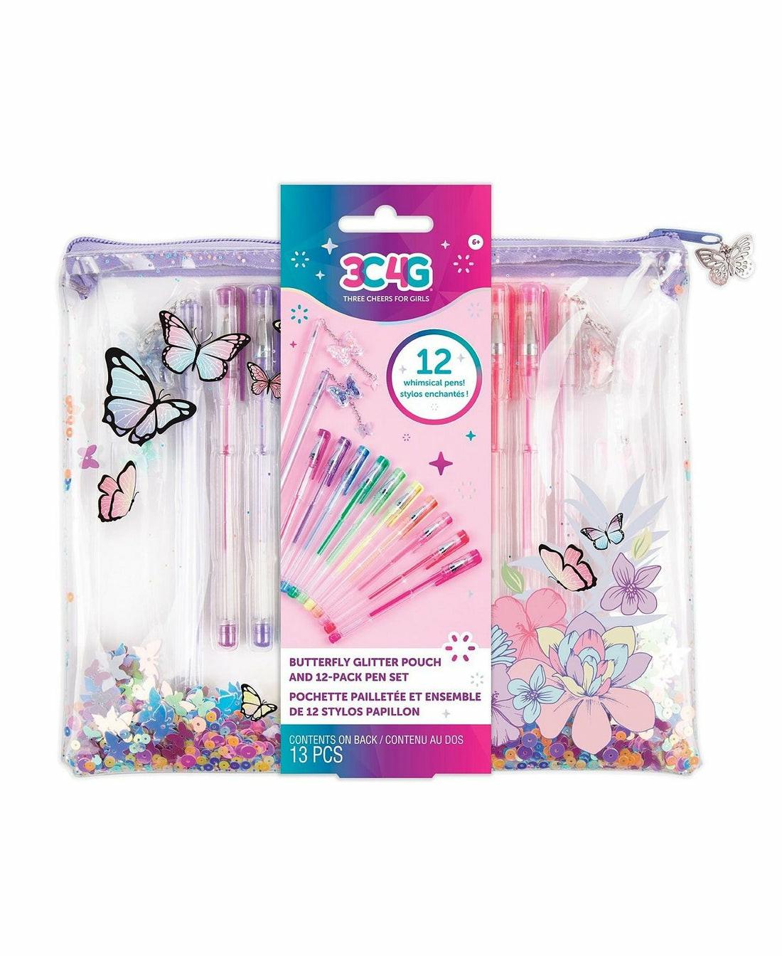 Drawing, Color & Painting | 3C4G Butterfly Glitter Pouch And Colorful Pen Set – 12 Pack Arts & Crafts Drawing, Color & Painting