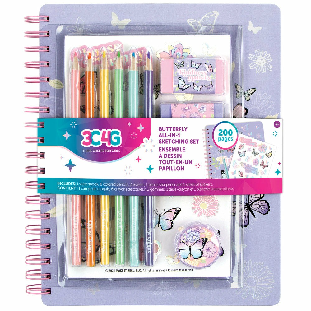 Drawing, Color & Painting | 3C4G Butterfly Themed Sketching Set – Complete Art Kit Arts & Crafts Drawing, Color & Painting