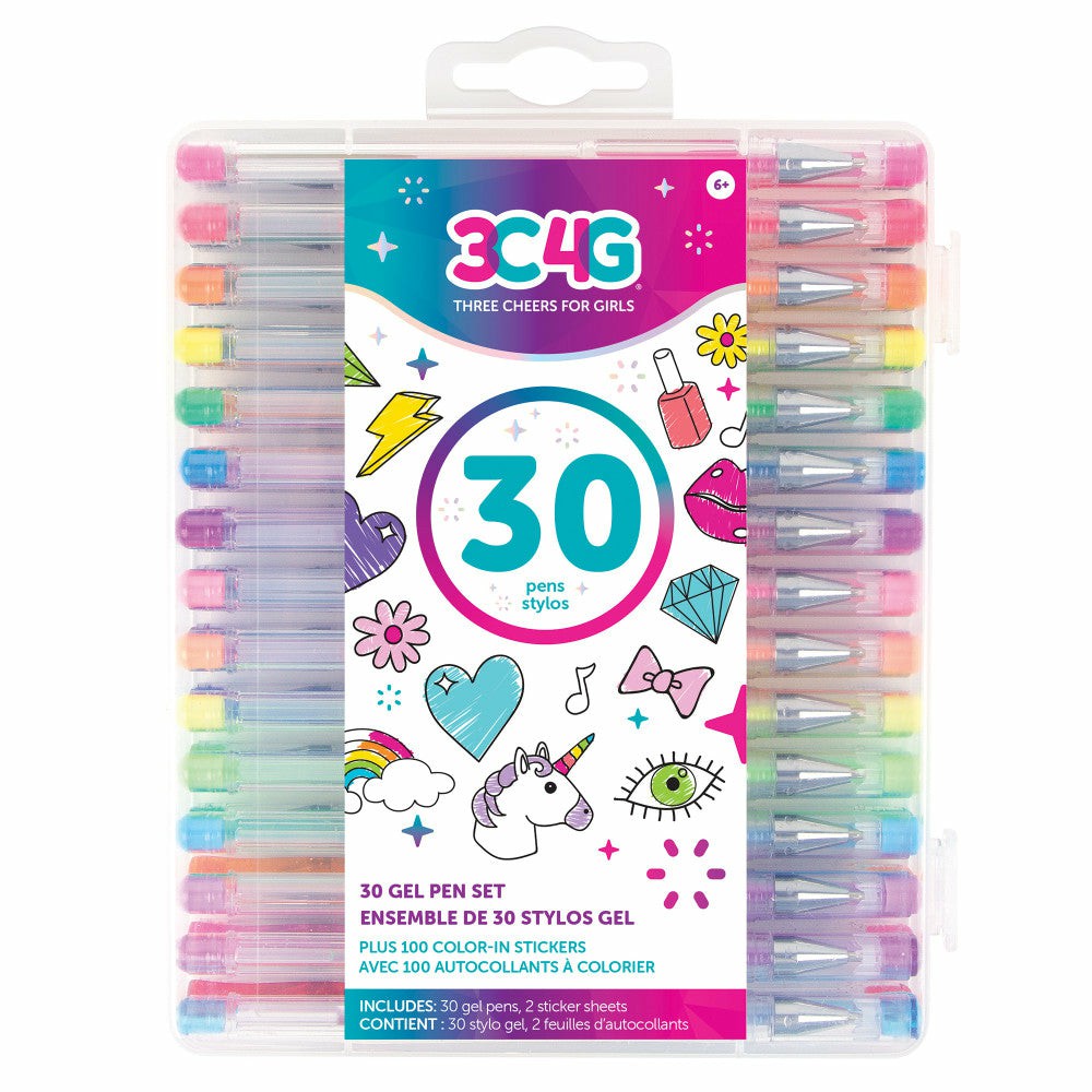 Drawing, Color & Painting | 3C4G Vibrant Gel Pen Set, 30-Piece With Color-In Stickers Arts & Crafts Drawing, Color & Painting