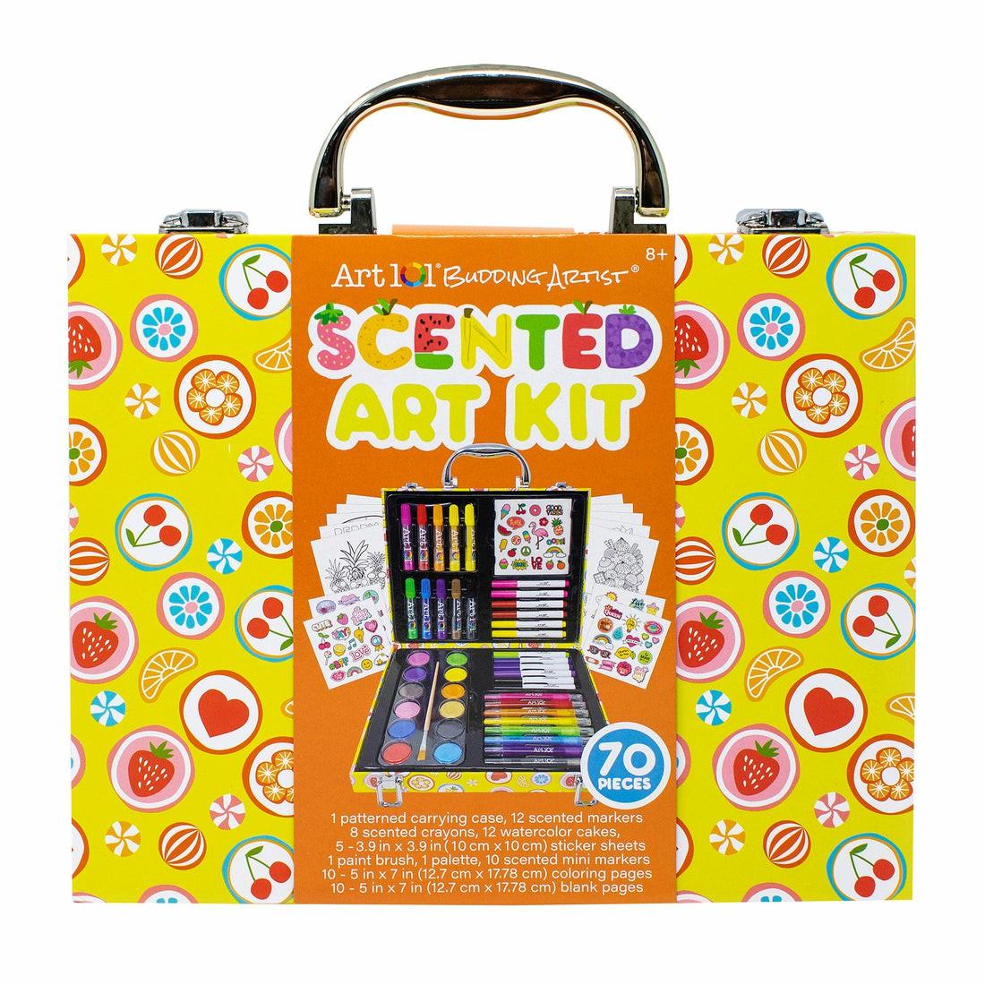 Drawing, Color & Painting | Art 101 Budding Artist Scented Art Kit – 70 Pieces With Yellow Fruit-Patterned Case Arts & Crafts Drawing, Color & Painting