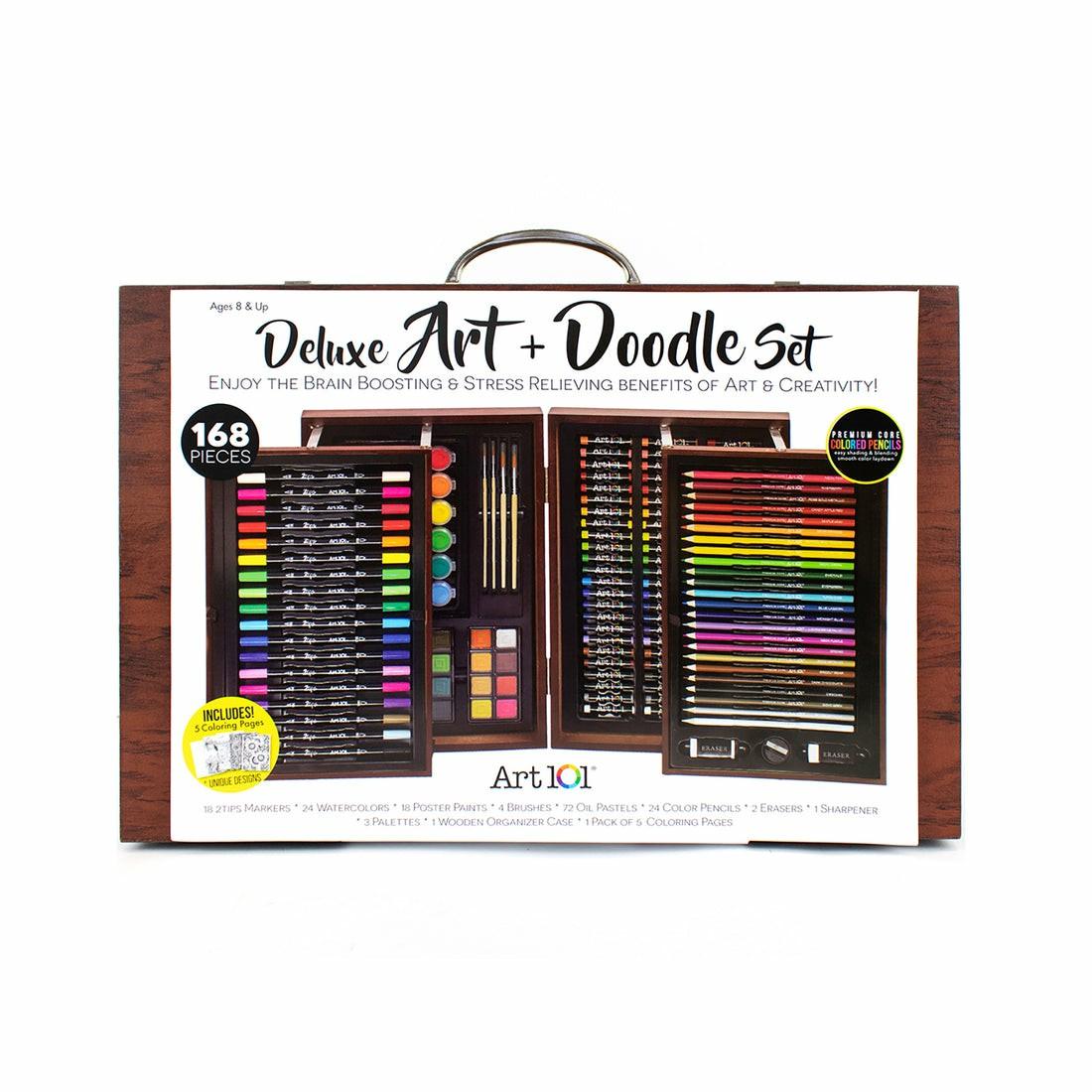 Drawing, Color & Painting | Art 101 Deluxe Art & Doodle Wood 168-Piece Art Set Arts & Crafts Drawing, Color & Painting