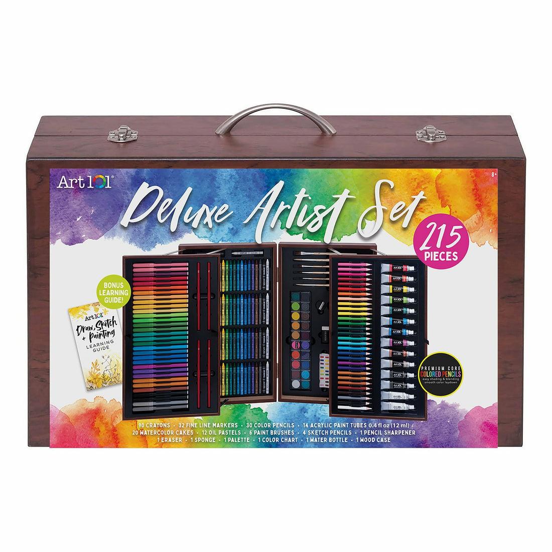 Drawing, Color & Painting | Art 101 Deluxe Wood Artist Set – 215 Piece Complete Art Studio Arts & Crafts Drawing, Color & Painting