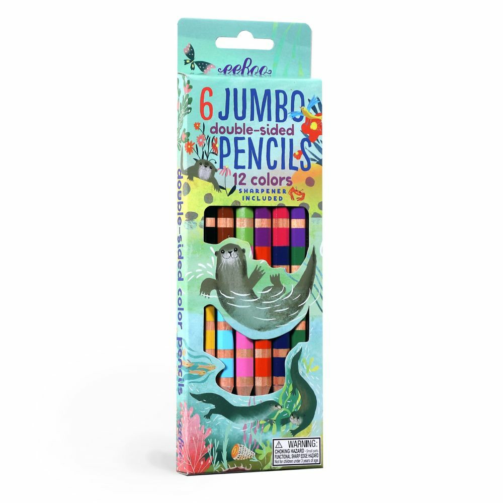 Drawing, Color & Painting | Eeboo Otters At Play Jumbo Double-Sided Color Pencils Set With Sharpener Arts & Crafts Drawing, Color & Painting