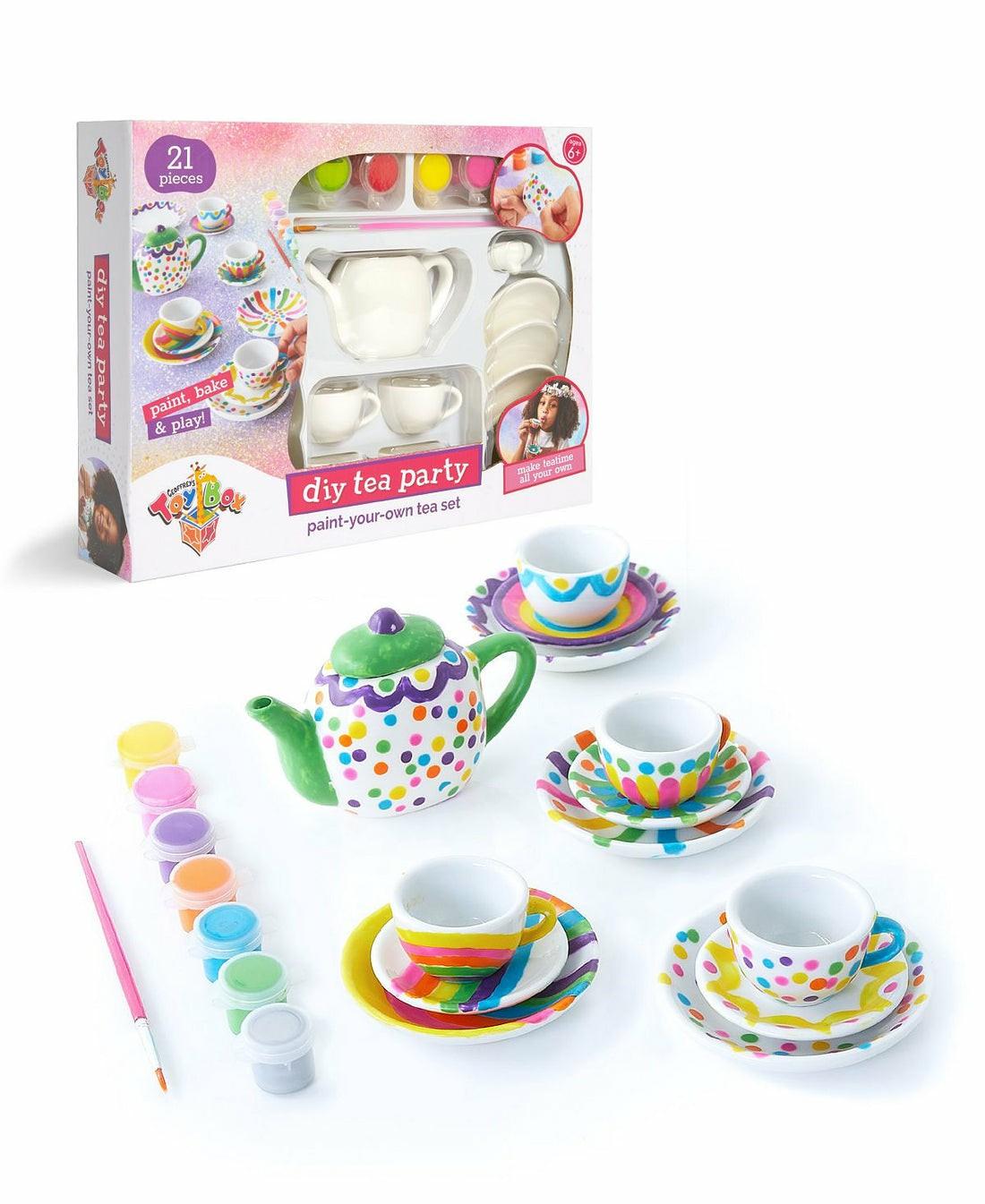 Drawing, Color & Painting | Geoffrey’s Toy Box 21-Piece Diy Tea Party Ceramic Painting Set Arts & Crafts Drawing, Color & Painting