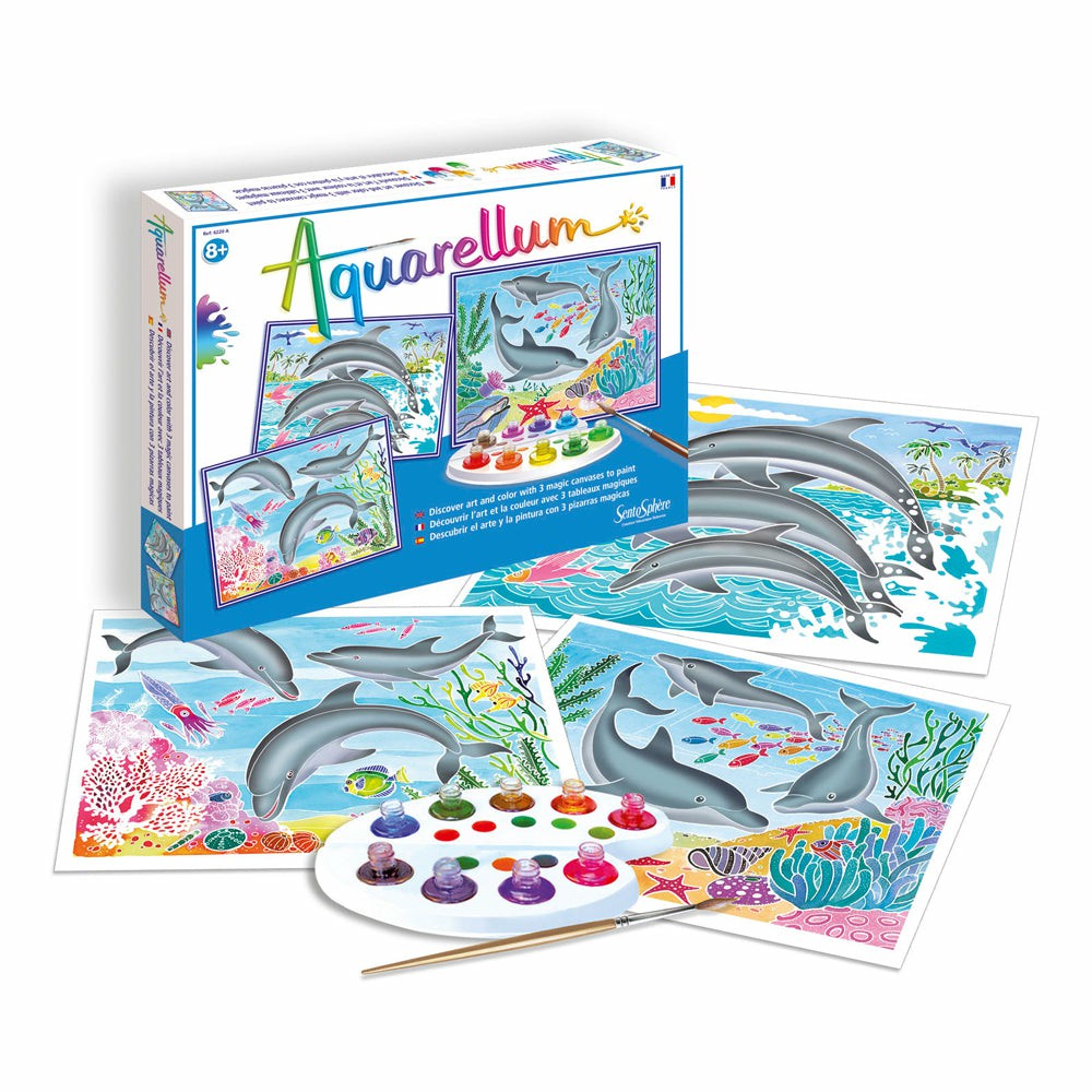 Drawing, Color & Painting | Sentosphere Aquarellum Dolphins Watercolor Art Kit – Large Set Arts & Crafts Drawing, Color & Painting