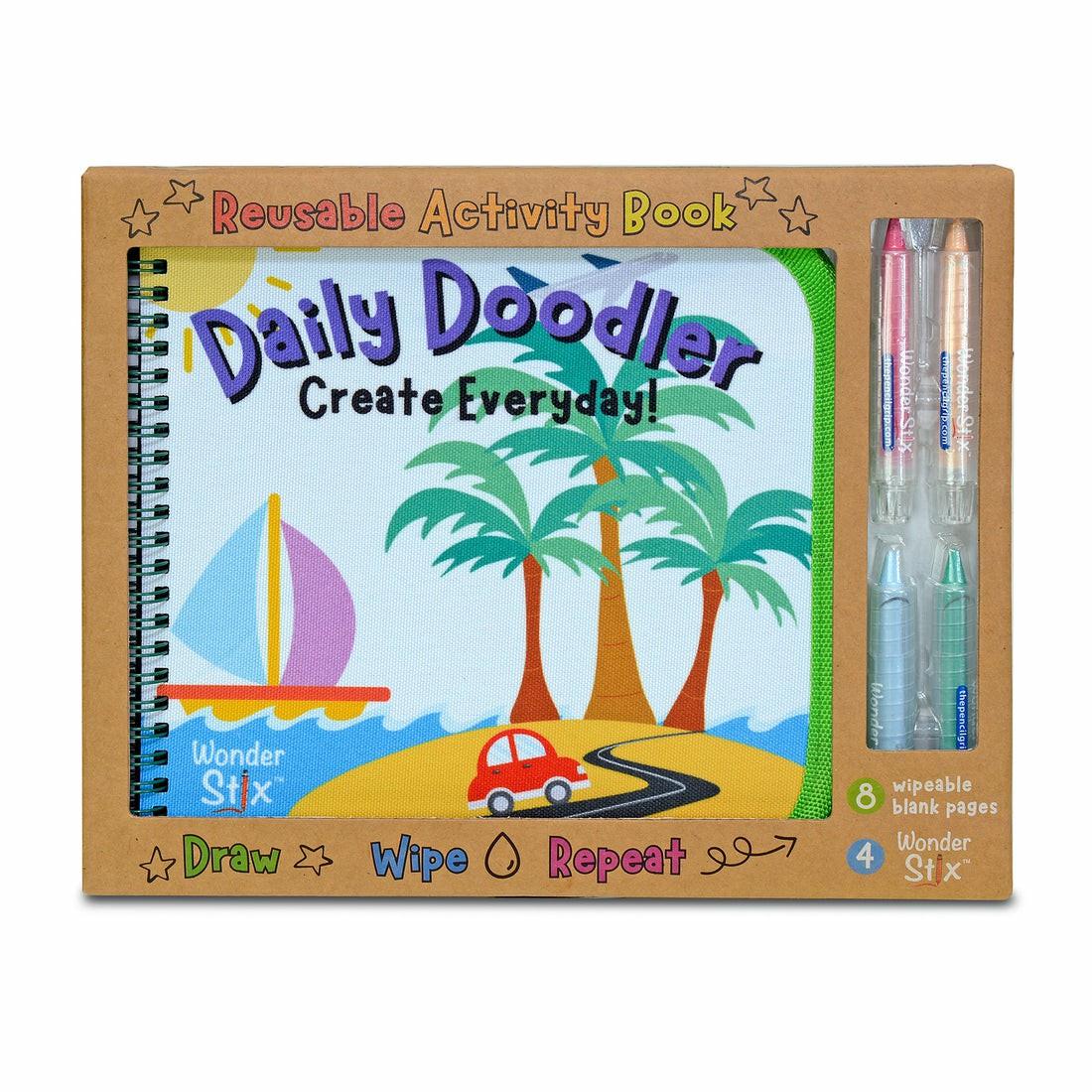 Drawing, Color & Painting | The Pencil Grip Daily Doodler Reusable Activity Book – Travel Cover With 4 Wonder Stix Arts & Crafts Drawing, Color & Painting