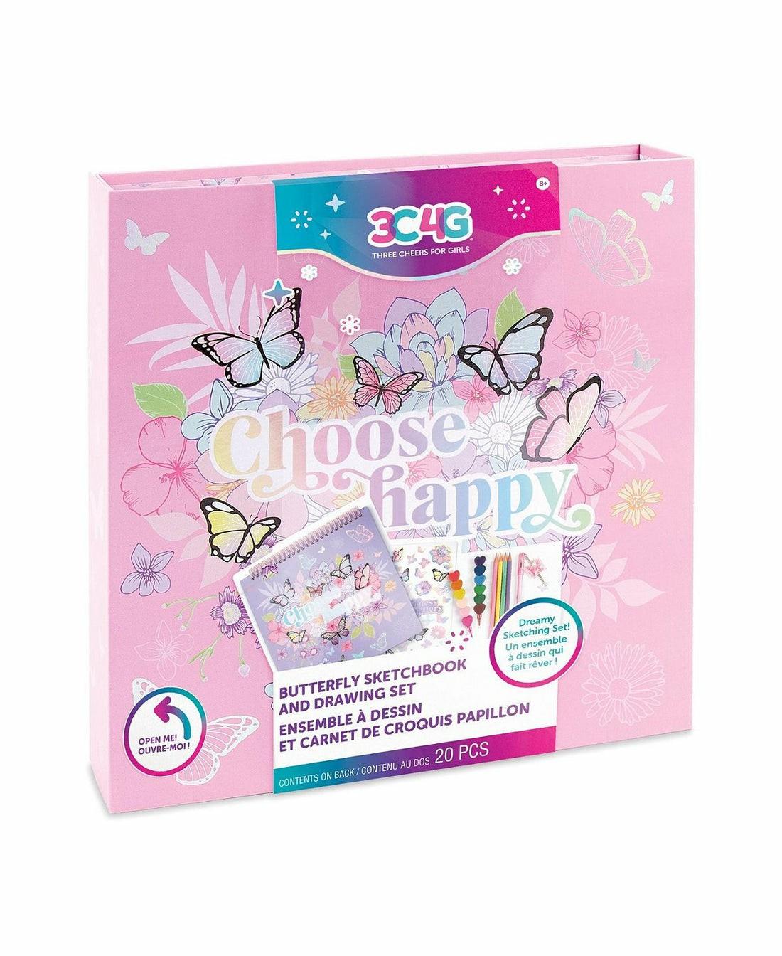 Drawing, Color & Painting | Three Cheers For Girls Butterfly-Themed Sketchbook & Drawing Set – Pink Arts & Crafts Drawing, Color & Painting