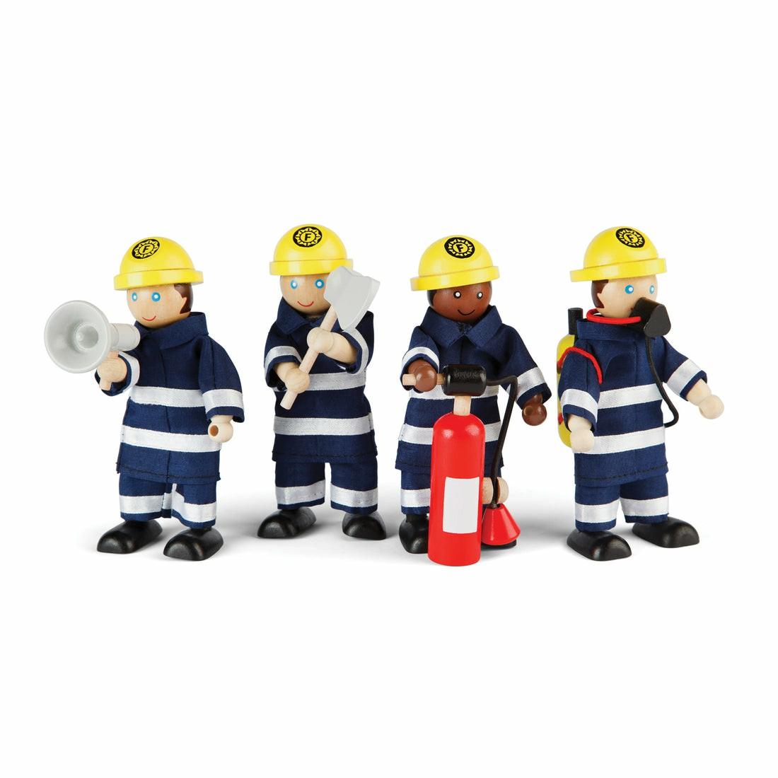 Dress Up | Bigjigs Toys 4-Piece Firefighters Figurines Set – Pretend Play Dress Up Dress Up