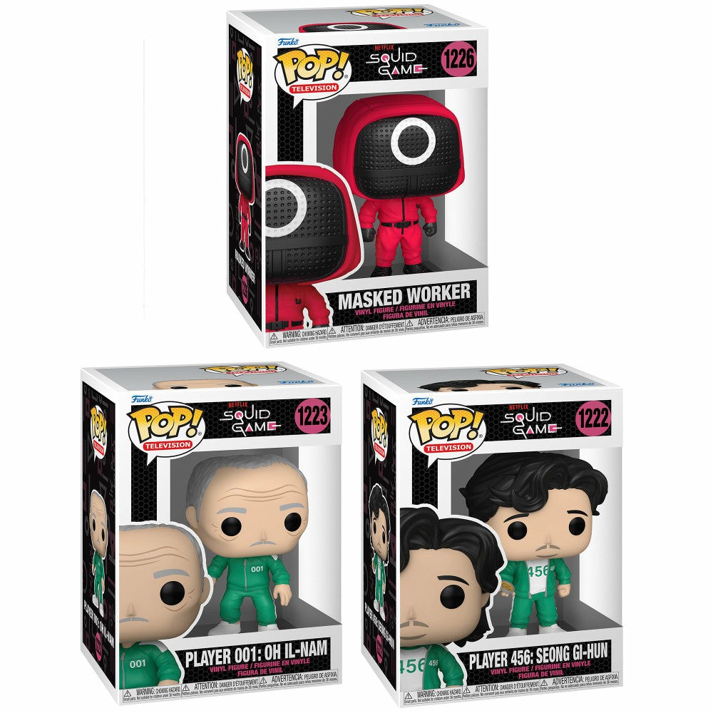 Fan Vault | Funko Pop! Squid Game 3.75 Inch Vinyl Collectors Set – Player 456, Player 001, Masked Worker Action Figures & Playsets Fan Vault