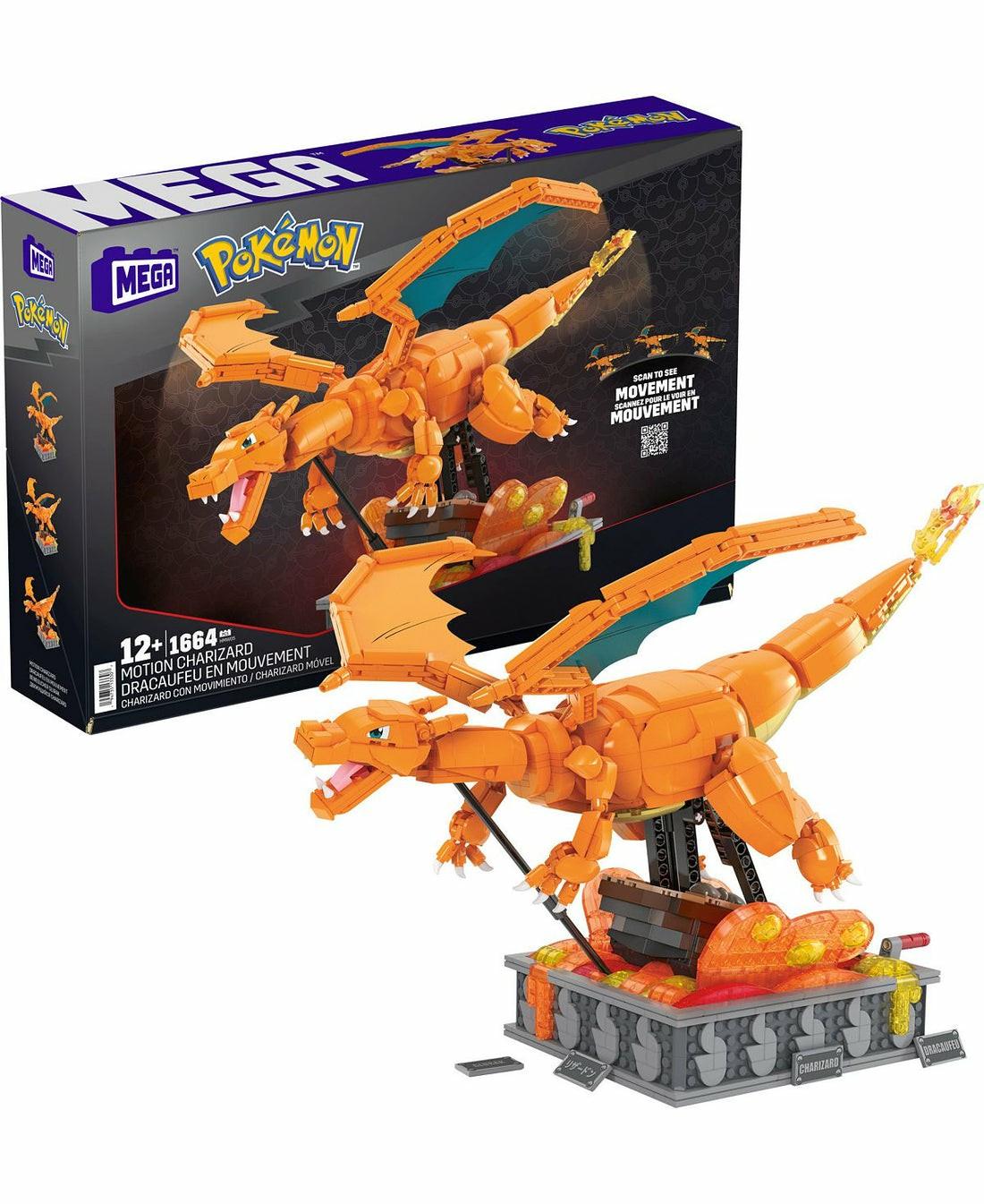 Fan Vault | Mega Pokemon Charizard Motion Tech Building Kit (1663 Pieces) – Collector’s Edition Action Figures & Playsets Fan Vault