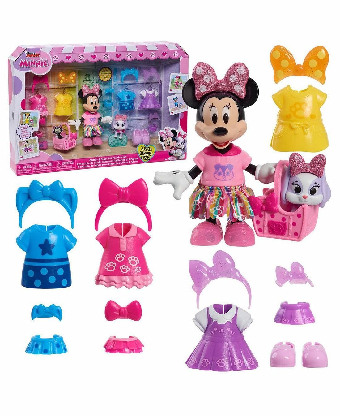 Fashion Dolls | Disney Junior Minnie Mouse Glitter And Glam Pet Fashion Set – 23 Piece Doll And Accessories Dolls & Stuffed Animals Fashion Dolls