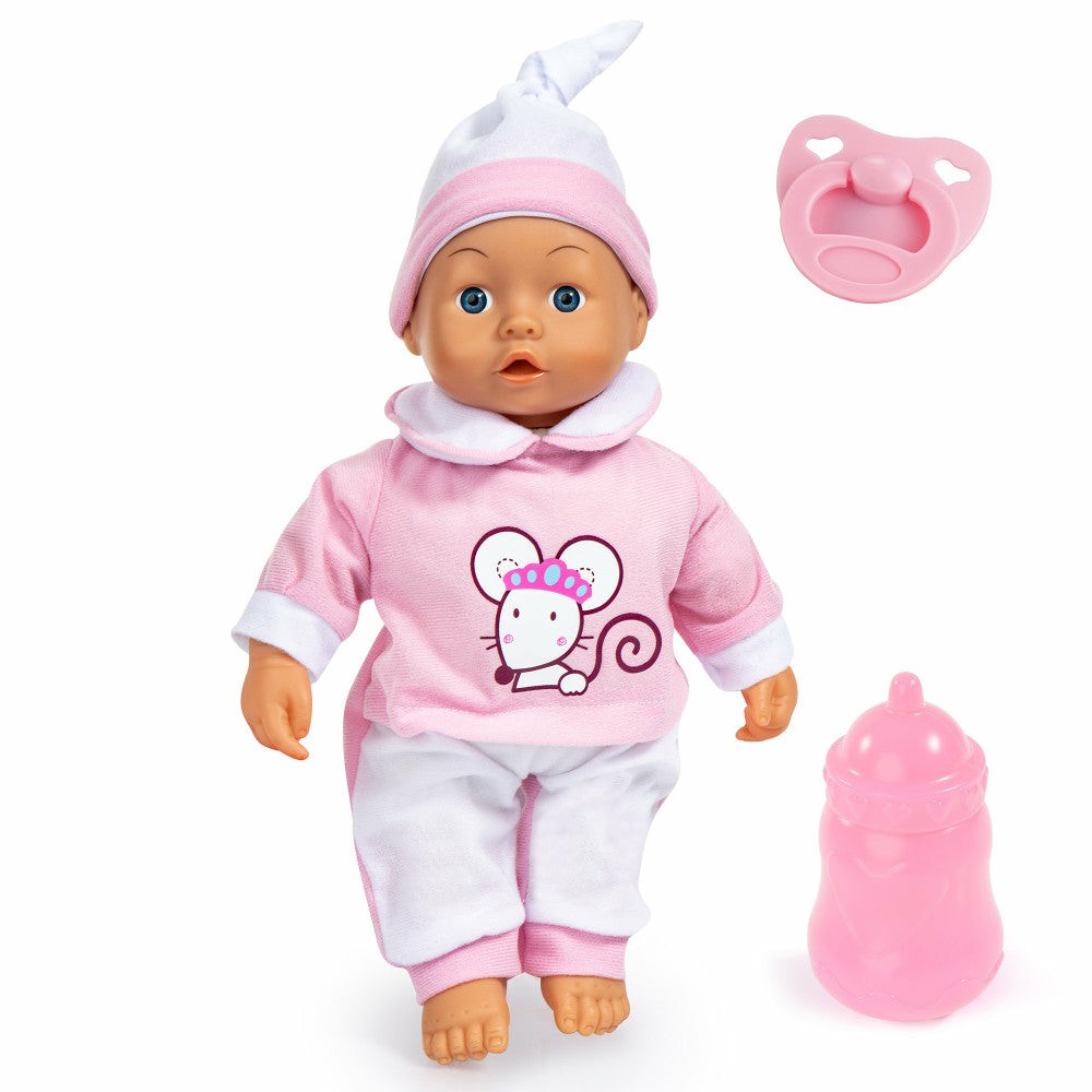 Interactive Dolls & Pets | Bayer Design 14-Inch Interactive Baby Doll – Pink Mouse Outfit Dolls & Stuffed Animals Interactive Dolls & Pets