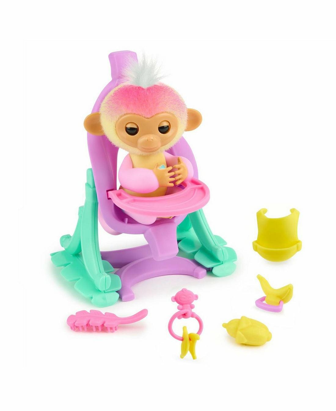 Interactive Dolls & Pets | Fingerlings Interactive Baby Monkey Nursery Playset With Jas, 2-In-1 Cradle & High Chair Dolls & Stuffed Animals Interactive Dolls & Pets