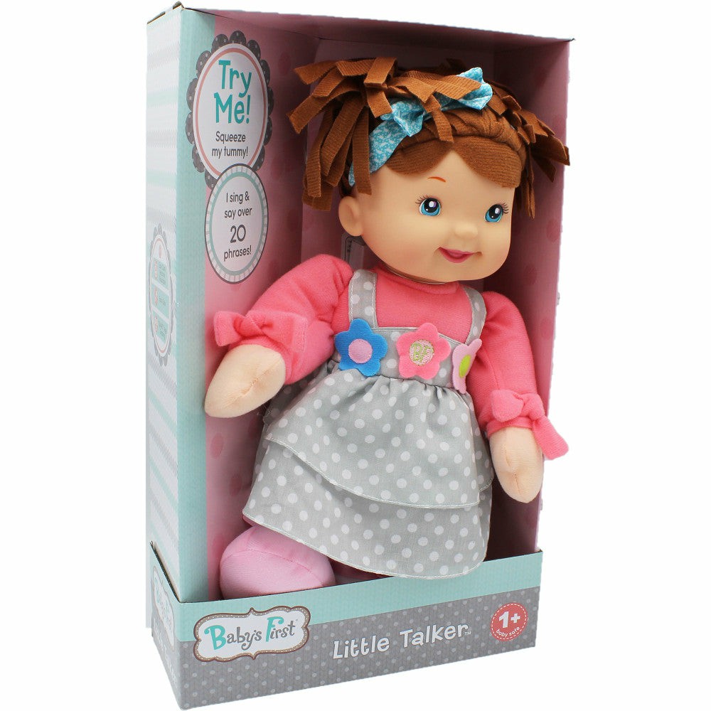 Interactive Dolls & Pets | Goldberger Baby’s First Little Talker Doll – Brunette With Coral Dress Dolls & Stuffed Animals Interactive Dolls & Pets