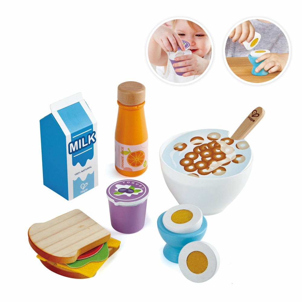 Kitchens & Play Food | Hape Delicious Breakfast Wooden Kitchen Playset For Toddlers & Children Ages 3+ Kitchens & Play Food Kitchens & Play Food