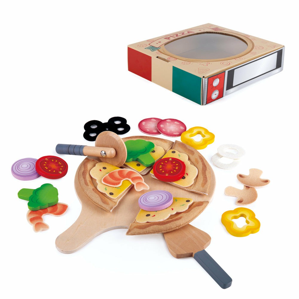 Kitchens & Play Food | Hape Perfect Pizza Wooden Kitchen Playset – 29 Pieces For Kids Age 3+ Kitchens & Play Food Kitchens & Play Food