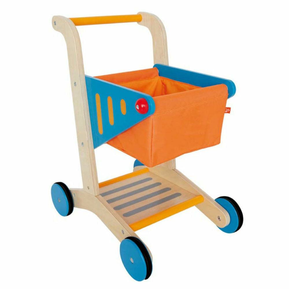 Kitchens & Play Food | Hape Wooden Shopping Cart – Durable Pretend Play Toy – Orange & Blue Kitchens & Play Food Kitchens & Play Food