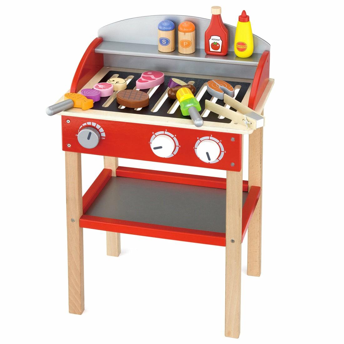 Kitchens & Play Food | Learning Advantage Wooden Grill Playset – Interactive Bbq Cooking Set Kitchens & Play Food Kitchens & Play Food