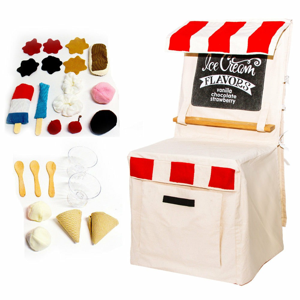 Kitchens & Play Food | Popohver Deluxe Ice Cream Shop Canvas Playset Kitchens & Play Food Kitchens & Play Food