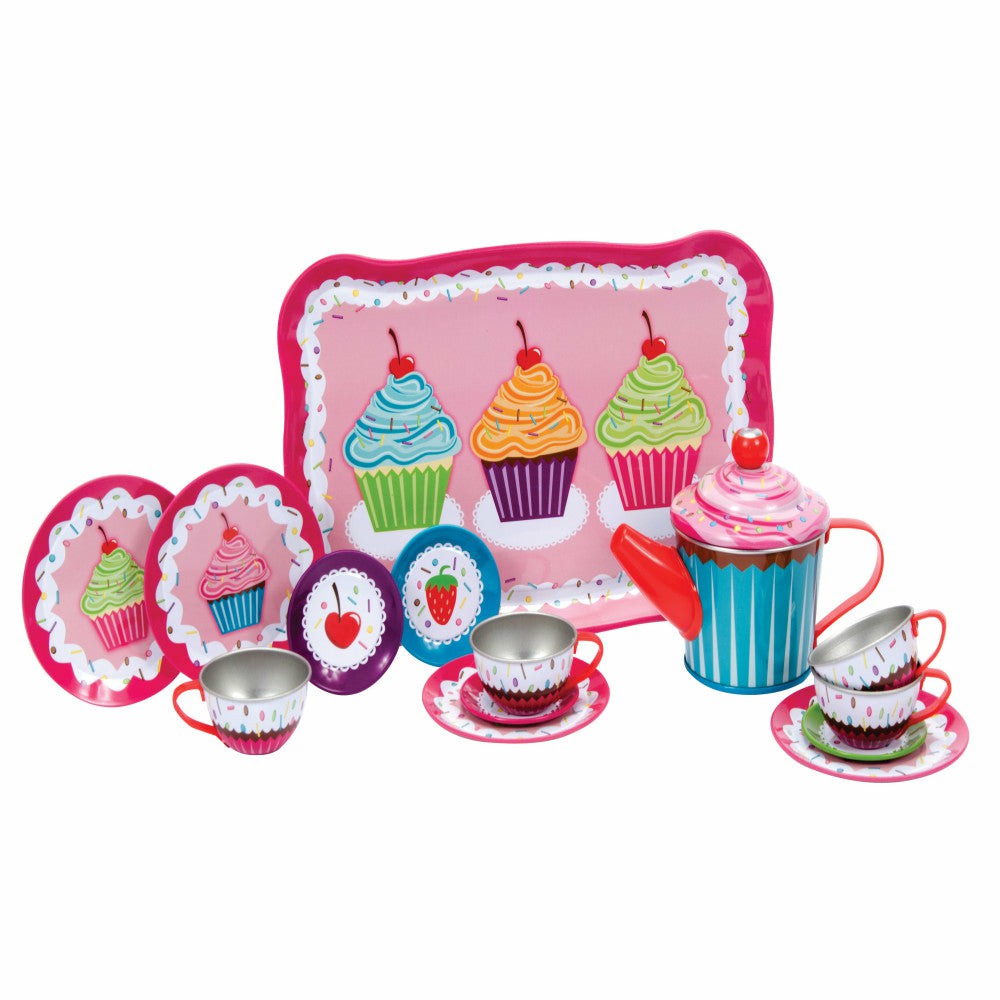 Kitchens & Play Food | Schylling Cupcake Tin Tea Set – Imaginative Playset For Children Kitchens & Play Food Kitchens & Play Food