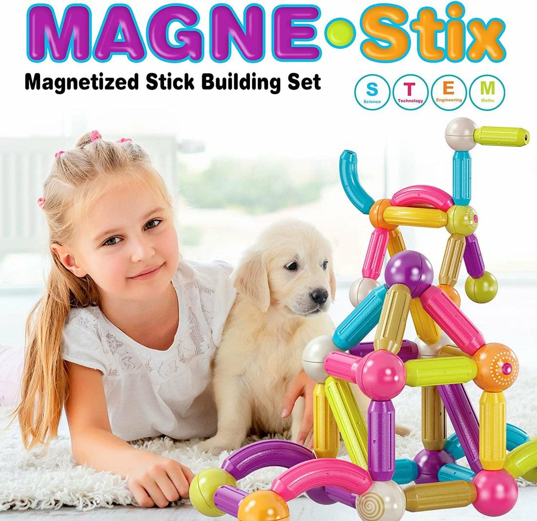 Magnetic Tiles & Building Sets | Contixo St2 68-Piece Magnetic Building Sticks Set For Kids – Colorful 3D Construction Blocks Building Blocks & Sets Magnetic Tiles & Building Sets