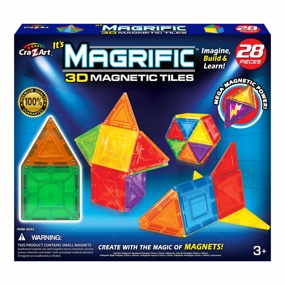 Magnetic Tiles & Building Sets | Cra-Z-Art Magrific 28-Piece 3D Magnetic Tiles Building Set Building Blocks & Sets Magnetic Tiles & Building Sets