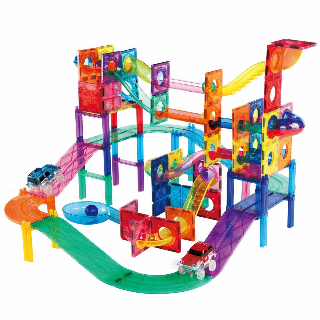 Magnetic Tiles & Building Sets | Picassotiles 108-Piece 2-In-1 Magnetic Marble Run & Racing Track Set Building Blocks & Sets Magnetic Tiles & Building Sets