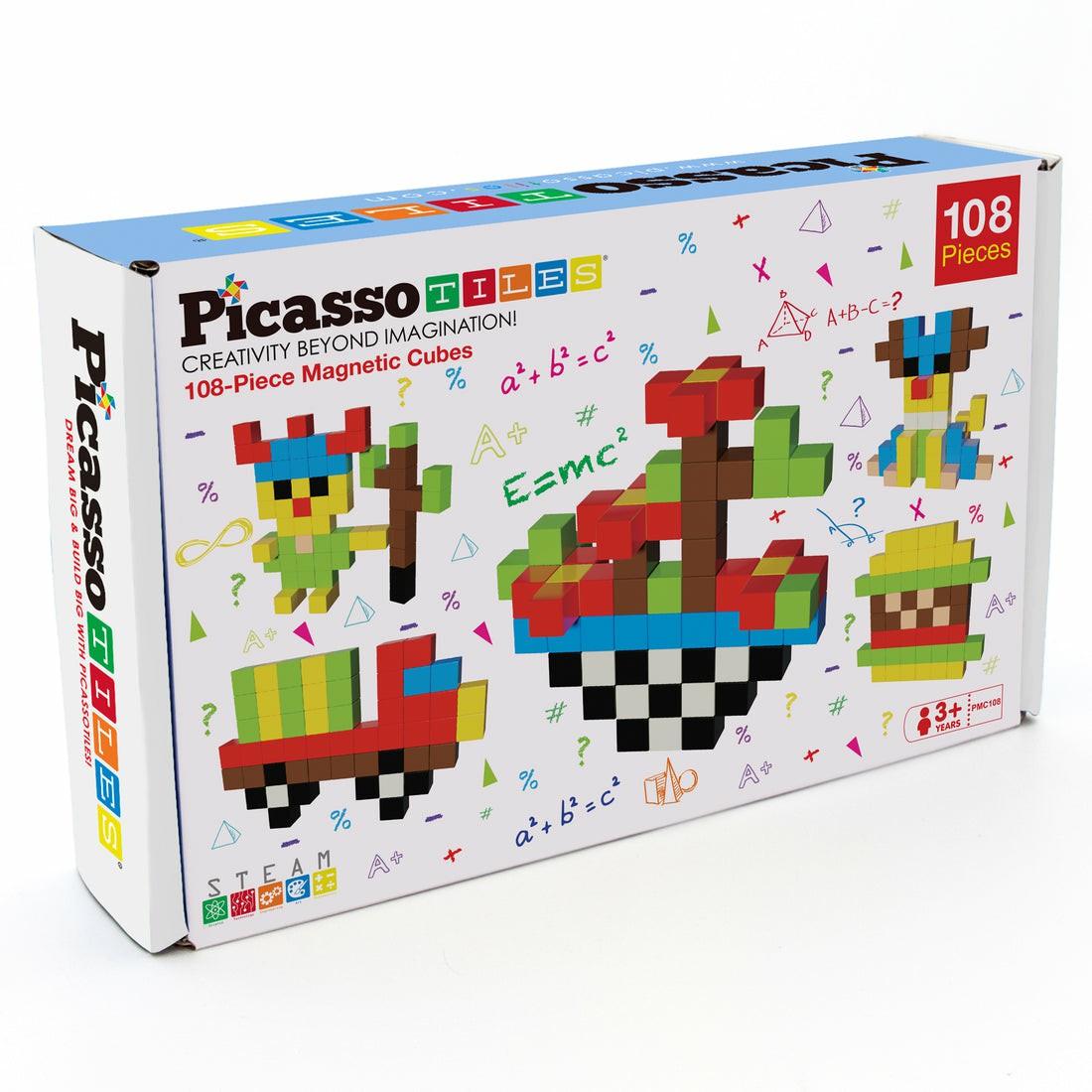 Magnetic Tiles & Building Sets | Picassotiles 108-Piece Magnetic Building Cube Set – Educational And Creative Construction Toy Building Blocks & Sets Magnetic Tiles & Building Sets