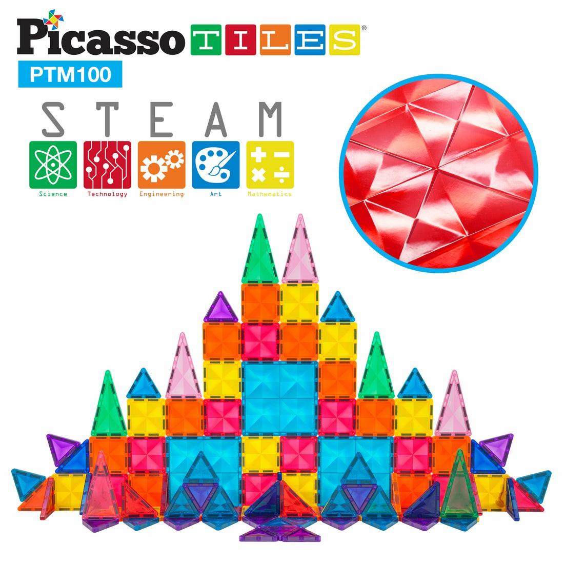 Magnetic Tiles & Building Sets | Picassotiles Mini Diamond 100-Piece Magnetic Building Block Set Building Blocks & Sets Magnetic Tiles & Building Sets