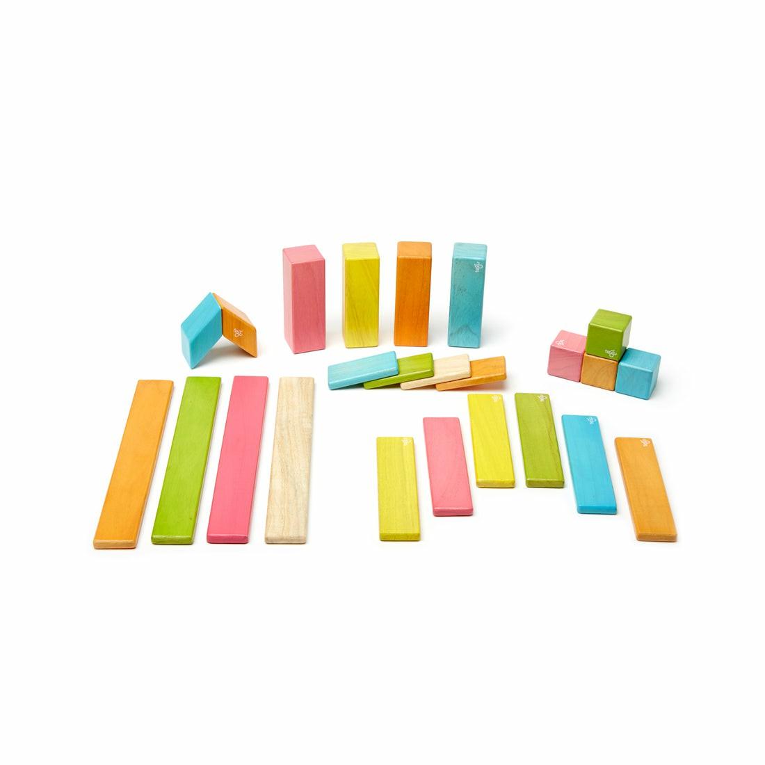 Magnetic Tiles & Building Sets | Tegu Magnetic Wooden Blocks, 24-Piece Set, Tints Building Blocks & Sets Magnetic Tiles & Building Sets