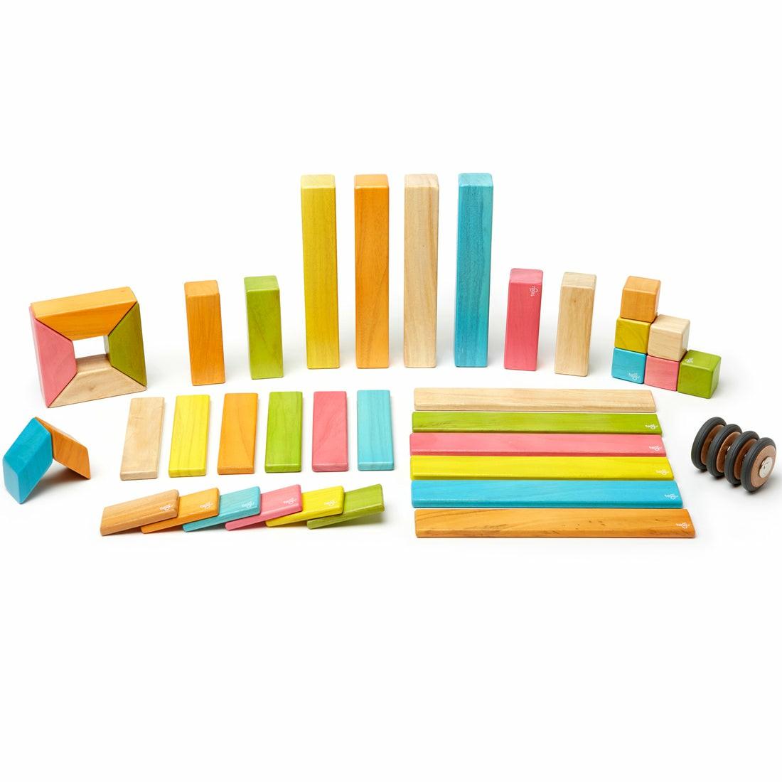 Magnetic Tiles & Building Sets | Tegu Magnetic Wooden Blocks, 42-Piece Set, Tints Building Blocks & Sets Magnetic Tiles & Building Sets