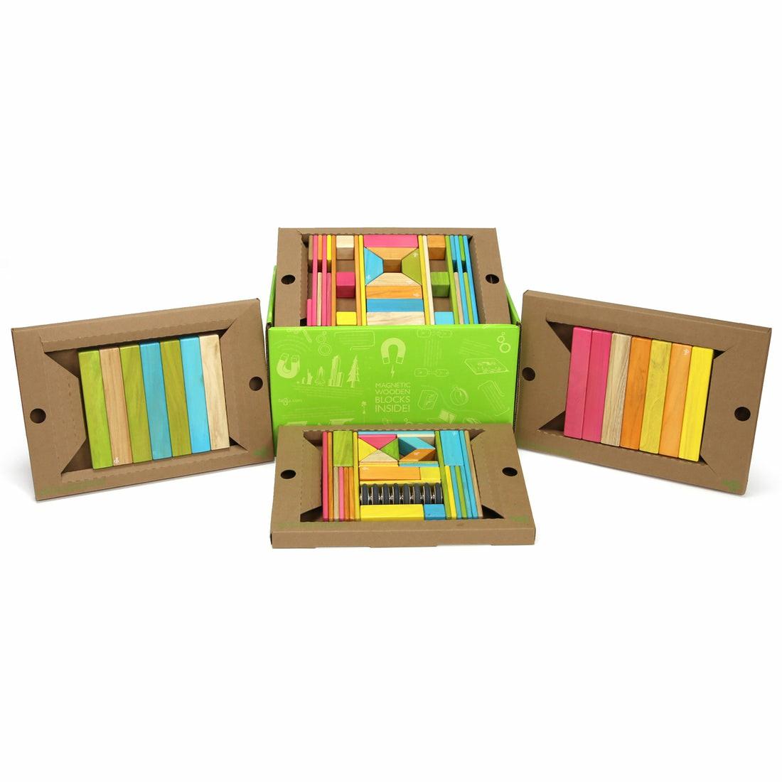 Magnetic Tiles & Building Sets | Tegu Magnetic Wooden Blocks, 90-Piece Classroom Kit, Tints Building Blocks & Sets Magnetic Tiles & Building Sets