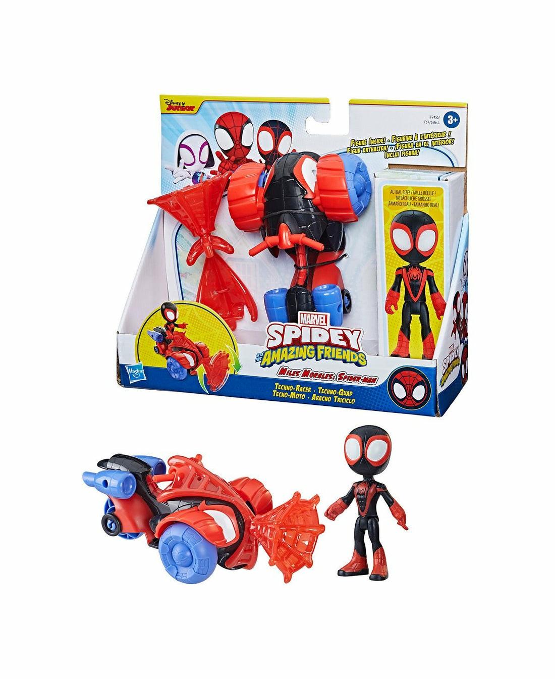 Marvel | Marvel Spidey And His Amazing Friends Miles Morales Spider-Man Techno Racer Set Action Figures & Playsets Marvel