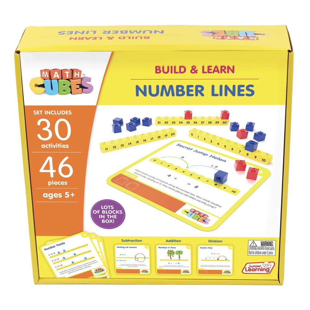 Math, Counting & Time | Junior Learning Mathcubes Number Lines – 30 Activity Set – Educational Math Toy Learning & Development Math, Counting & Time